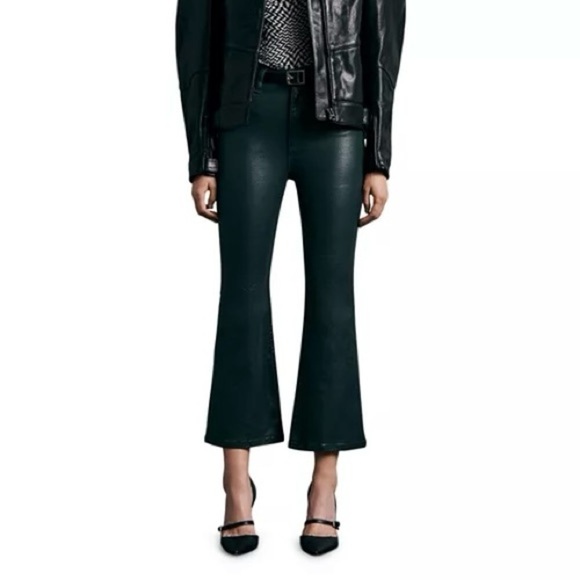 Rag & Bone Casey High Rise Ankle Flare Jeans in Coated Pine Grove Size 27